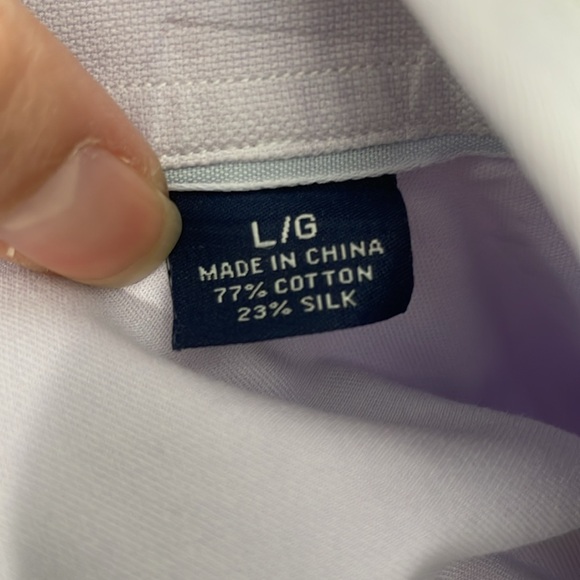 Tommy Bahama Dress Shirt Large Silk Blend Lilac Button Down - Picture 7 of 8
